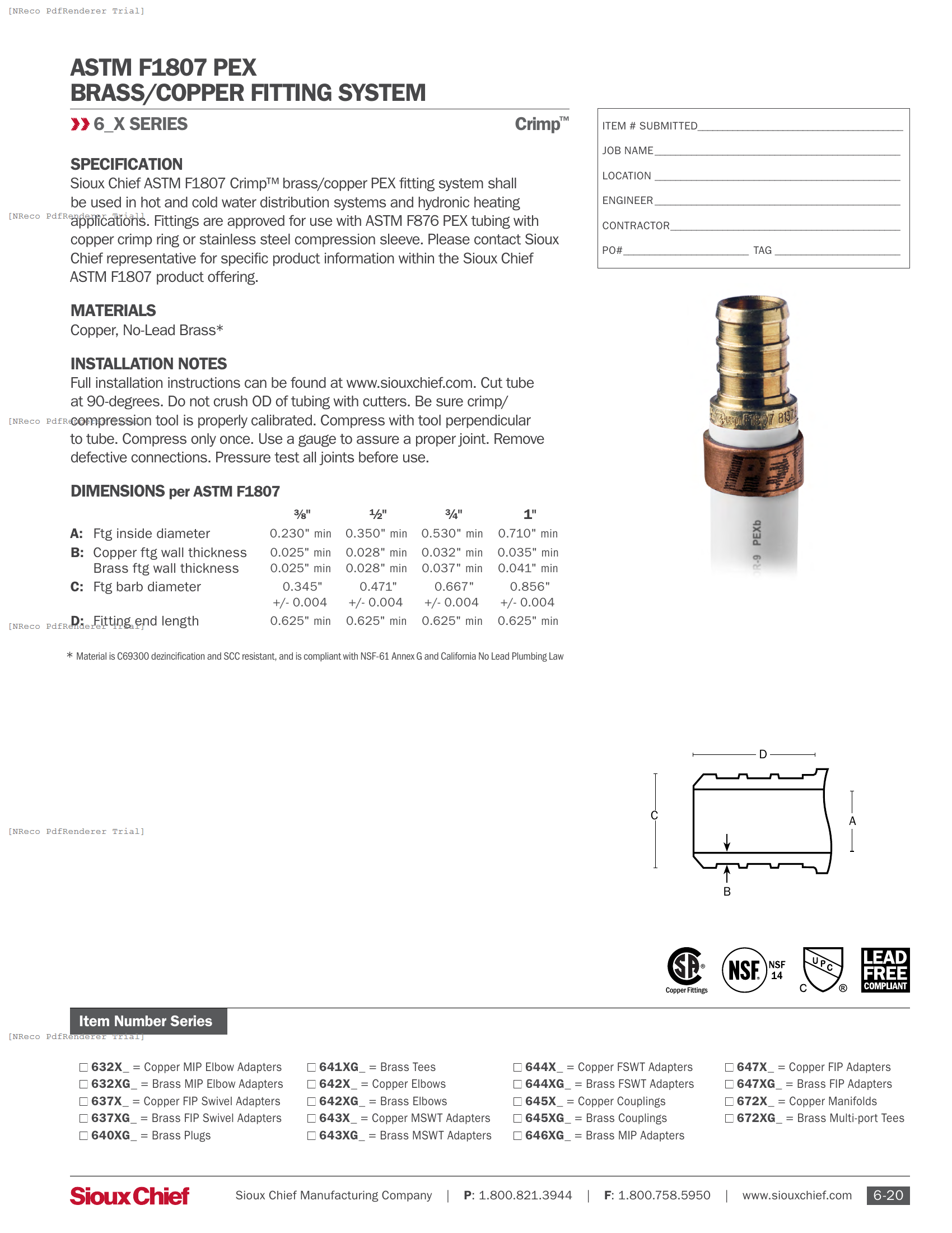 POWERPEX - F1807 FITTING SYSTEM - SPEC SHEET.PDF Specification Document